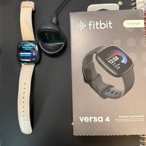 Fitbit Versa 4 Smartwatch - Black and Beige